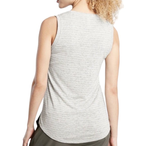Athleta Breezy Striped Tank Lightweight Sleeveless Top Heathered Gray Size 2X - Picture 2 of 8